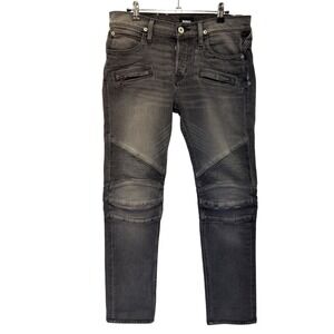 Hudson Blinder Biker Skinny Jeans Mens Gray Ribbed Moto Denim Pants Button Fly